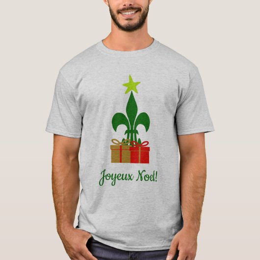 ルイジアナの(紋章の)フラ・ダ・リのケージャンのクリスマスツリーNoel Tシャツ (正面)