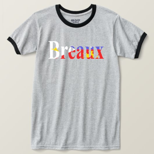 ルイジアナのAcadian旗のBreauxのケージャンのプライドのハート Tシャツ (デザイン正面)