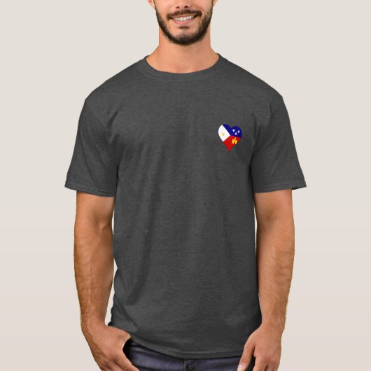 ルイジアナのAcadian旗のFontenotのケージャンのプライドのハート Tシャツ (正面)