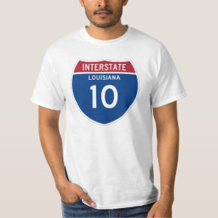 ルイジアナのLA I-10の州間幹線道路の盾- Tシャツ