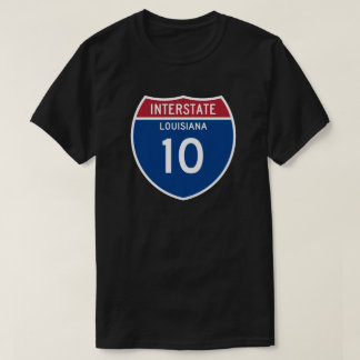 ルイジアナのLA I-10の州間幹線道路の盾- Tシャツ