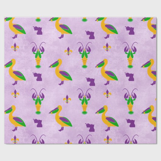 ルイジアナをテーマにしたマルディグラ ラッピングペーパー (フラット)