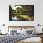 ルイジアナキャビン、ルイジアナアート、ケージャン文化 キャンバスプリント (インサイチュ (寝室))