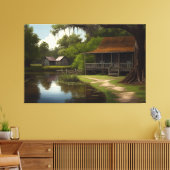 ルイジアナキャビン、ルイジアナアート、ケージャン文化 キャンバスプリント (インサイチュ (リビング))