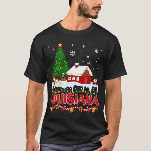 ルイジアナクリスマスツリーライトパジャマ州オブルー Tシャツ (正面)