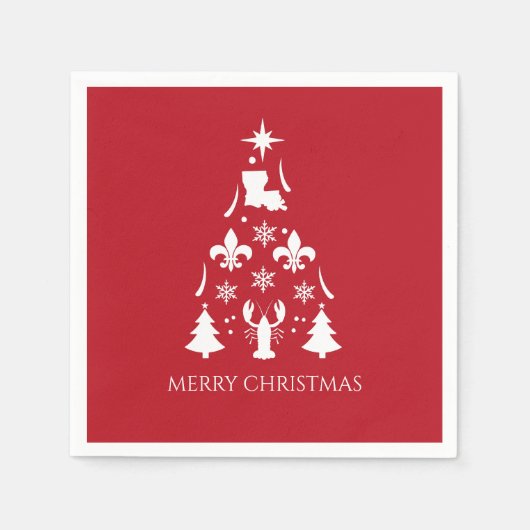 ルイジアナクリスマスホリデーケージャン スタンダードカクテルナプキン (正面)