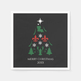 ルイジアナクリスマスホリデーケージャン スタンダードカクテルナプキン