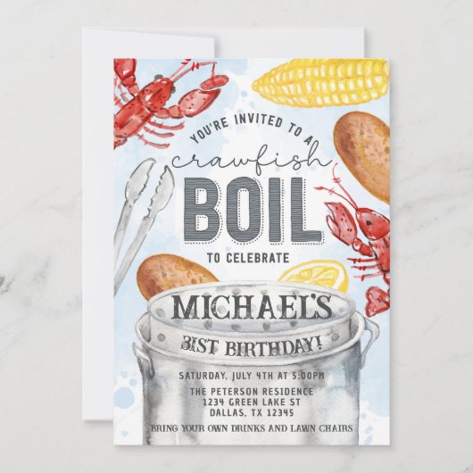 ルイジアナクロフィッシュのシーフードボイルバースデーパーティー 招待状 (正面)
