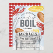 ルイジアナクロフィッシュのシーフードボイルバースデーパーティー 招待状 (正面/裏面)