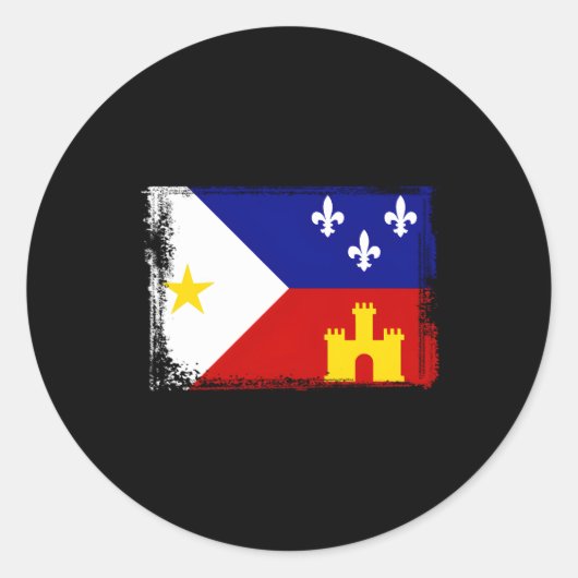 ルイジアナケージャンアカディアナ国旗 ラウンドシール (正面)