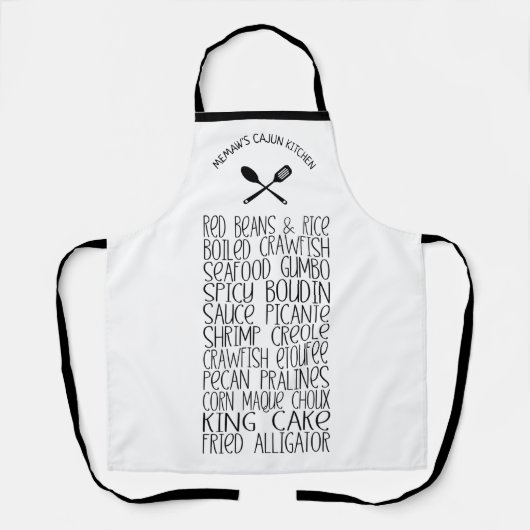 ルイジアナケージャンフードパーソナライズされたケージャンキッチン エプロン (正面)