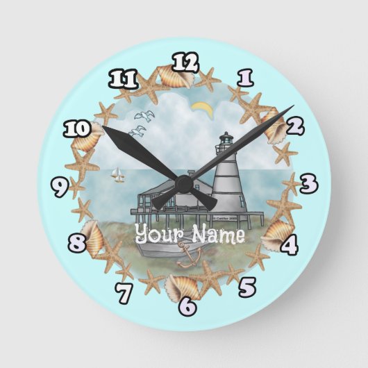 ルイジアナシェルズライトハウスクロック ラウンド壁時計 (正面)