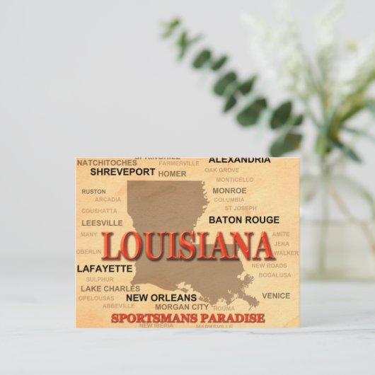 ルイジアナシティ&タウンズ州のプライドの地図 ポストカード (スタンド正面)