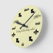 ルイジアナテーマドケージャンクフランスのロック ラウンド壁時計 (傾斜)