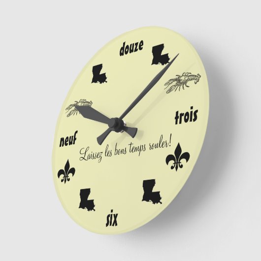 ルイジアナテーマドケージャンクフランスのロック ラウンド壁時計 (傾斜)