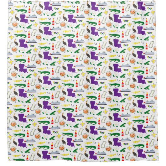 ルイジアナニューオーリンズマーディグラスシャワーカーテン シャワーカーテン (正面)