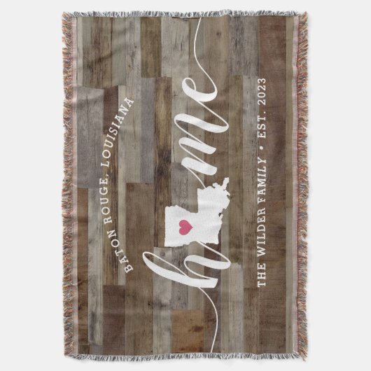 ルイジアナホーム州パーソナライズされたウッドルック スローブランケット (正面縦)