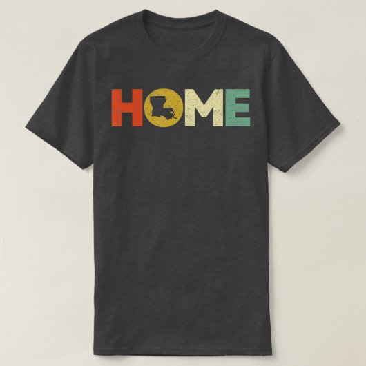 ルイジアナホーム州マップヴィンテージ土産ルイージ Tシャツ (デザイン正面)