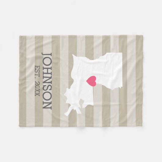 ルイジアナホーム州マップ – カスタムウェディングシティ フリースブランケット (正面(横))