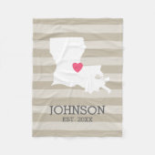 ルイジアナホーム州マップ – カスタムウェディングシティ フリースブランケット (正面)