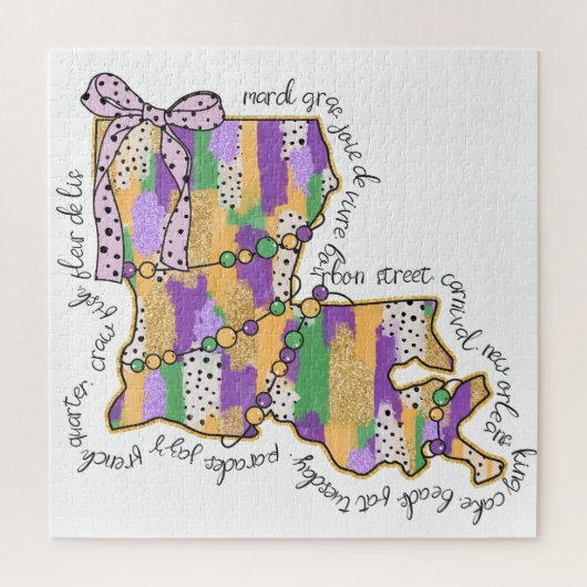 ルイジアナマルディグラスバーボン通りカーニバル ジグソーパズル (縦)