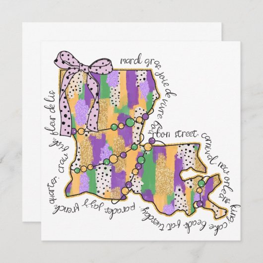 ルイジアナマルディグラスバーボン通りカーニバル 招待状 (正面/裏面)