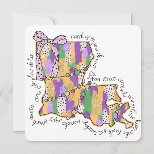 ルイジアナマルディグラスバーボン通りカーニバル 招待状 (正面)