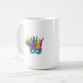 ルイジアナマルディグラスホリデーフェザードマスク コーヒーマグカップ (正面左)