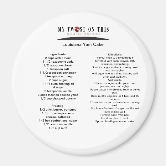 ルイジアナヤムケーキ マグネット (正面)