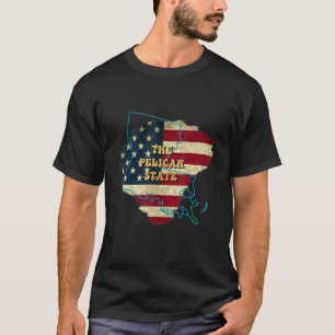 ルイジアナラアメリカ国旗のモットー Tシャツ