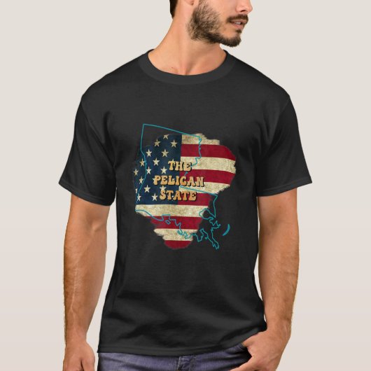 ルイジアナラアメリカ国旗のモットー Tシャツ (正面)