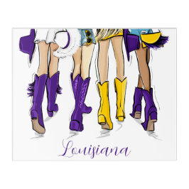 ルイジアナレディースファッションカウボーブーパープルイエロー アクリルウォールアート
