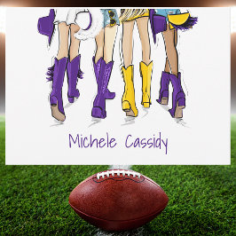 ルイジアナレディースファッションカウボーブーパープルイエロー サンキューカード