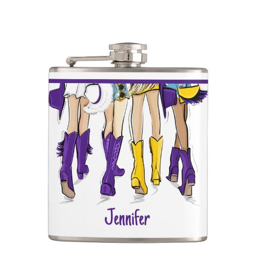 ルイジアナレディースファッションカウボーブーパープルイエロー フラスク (正面)