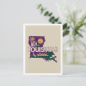 ルイジアナレトロトラベルデザインアイコニック米国州 ポストカード (スタンド正面)