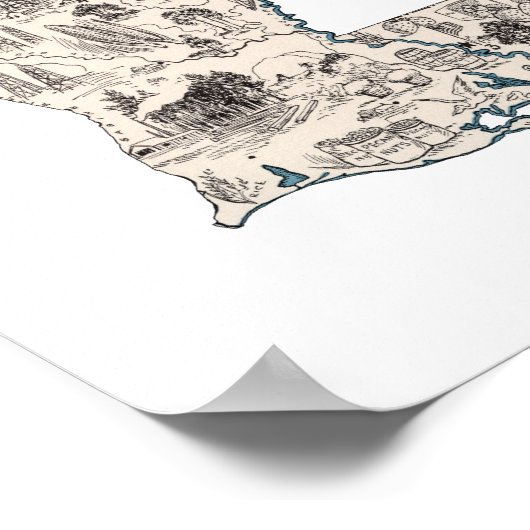 ルイジアナヴィンテージ写真の地図 ポスター (角)