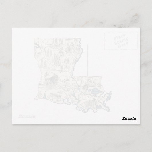 ルイジアナヴィンテージ写真マップアンティーク州図 ポストカード (裏面)