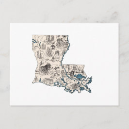 ルイジアナヴィンテージ写真マップアンティーク州図 ポストカード