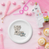 ルイジアナヴィンテージ写真マップ紙パーティープレート ペーパープレート (パーティー)