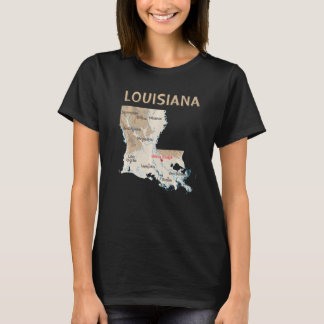ルイジアナ専攻のシティズレイクス川の地図 Tシャツ