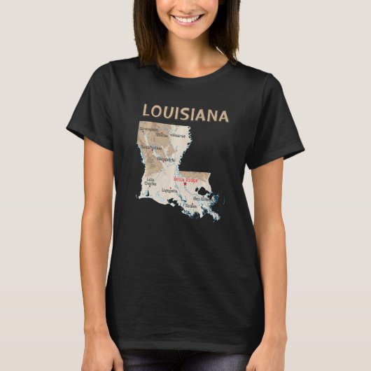 ルイジアナ専攻のシティズレイクス川の地図 Tシャツ (正面)