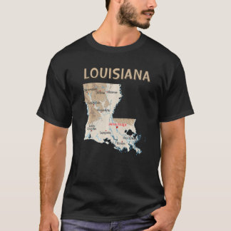 ルイジアナ専攻のシティズレイクス川の地図 Tシャツ