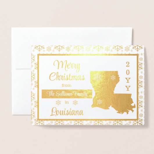 ルイジアナ州のメリークリスマス州写真 箔カード (封筒付き正面)
