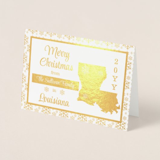 ルイジアナ州のメリークリスマス州写真 箔カード (正面)