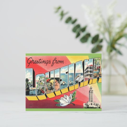 ルイジアナ州のヴィンテージ・グリーティング ポストカード (スタンド正面)