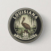ルイジアナ州のヴィンテージ ペリカン州 ヘリテージ エンブレム 缶バッジ (正面)