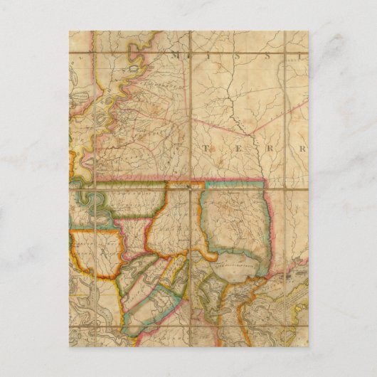 ルイジアナ州の地図 ポストカード (正面)