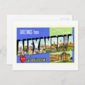 ルイジアナ州アレクサンドリアからのヴィンテージの挨拶 ポストカード (正面/裏面)