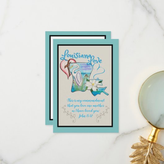 ルイジアナ州ウォーターカラーカード サンキューカード (正面/裏面インサイチュ)