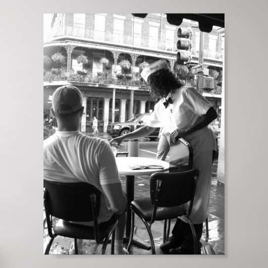 ルイジアナ州カフェドゥモンデニューオーリンズでウェイトレス ポスター (正面)